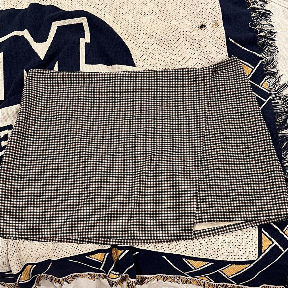 Black Brown & White Mini Skirt - Checked Mini Skirt